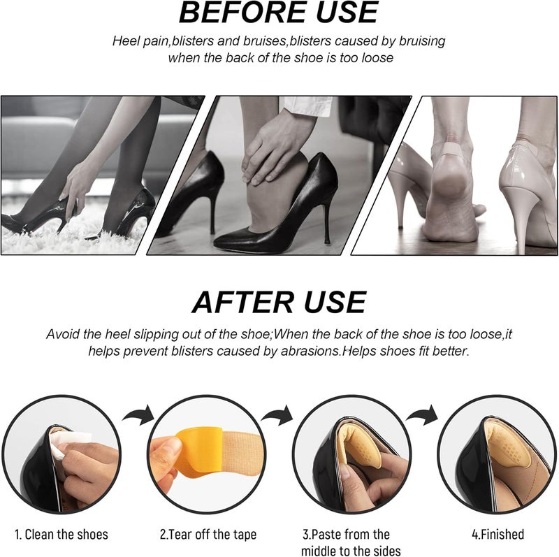 Riootlnm Heel Pads for Shoes That are Too Big, Heel Inserts for Women, Heel Grips for Womens Shoes, Heel Protectors, Heel Cushion Liners for Blisters Loose Shoes, Shoe Fillers (Antigel Beige 4Pairs) - Image 5
